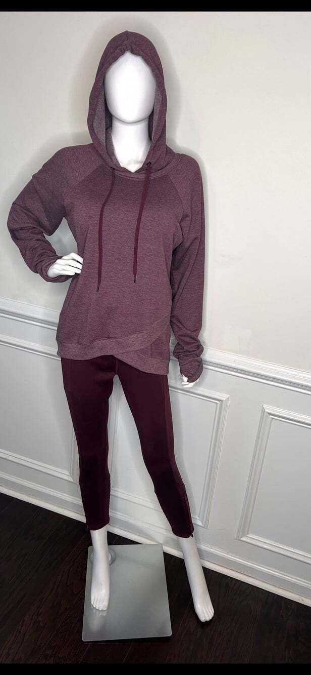 Freely Women’s Leggings , Burgundy/Wine, 7/8 Length, Zip Leg, Zip Pocket, Large